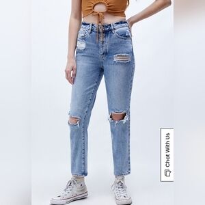PacSun Los Angeles Mom Jeans Juniors Size 24 Light Wash Blue Denim High Rise